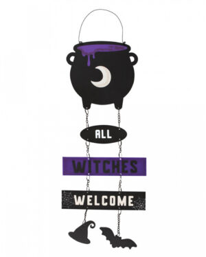 All Witches Welcome Hexenkessel Hängeschild 30cm
