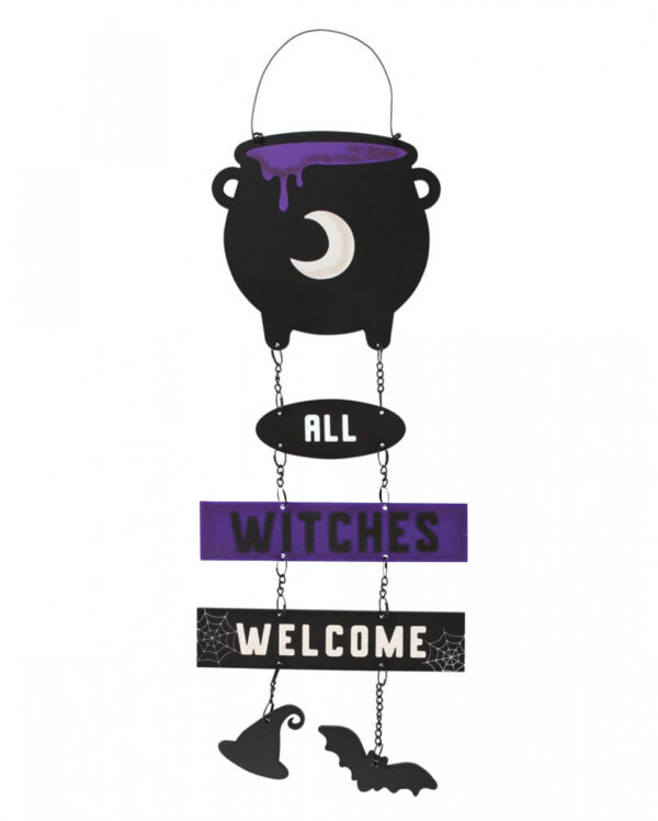 All Witches Welcome Hexenkessel Hängeschild 30cm