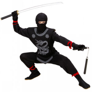 Black Dragon Ninja Kinderkostüm  Kinderfasching L / 11-13 Jahre