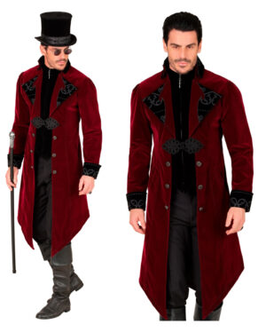 Bordeauxroter Gothic Mantel als Kostüm XL