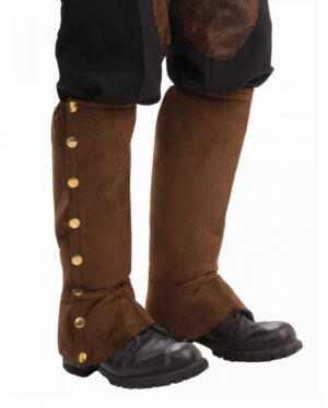Braune Steampunk Stiefelüberzieher mit Knöpfen