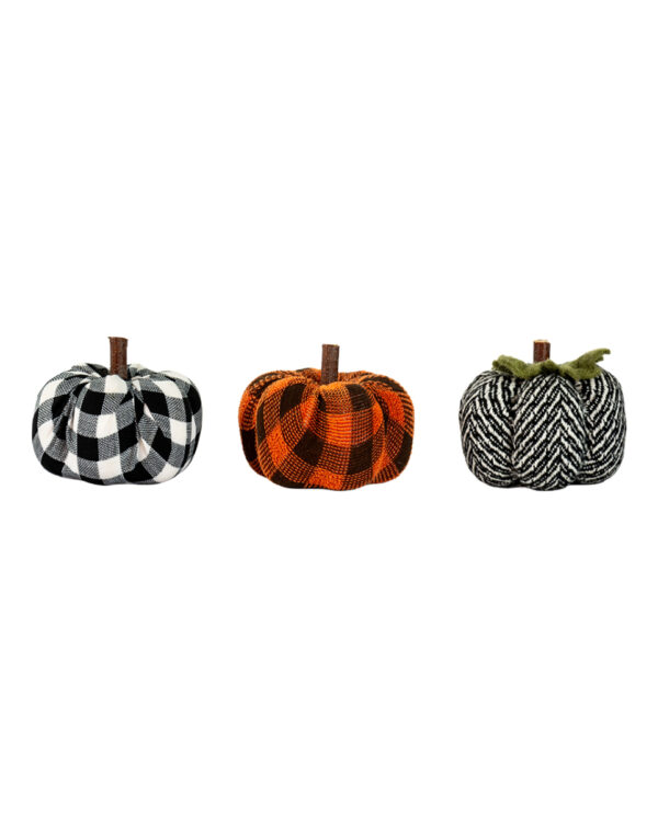 Gemusterte Stoffkürbisse als Deko 3er-Set 9x6cm