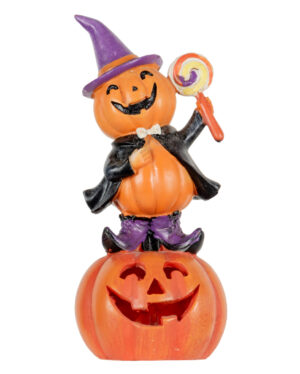 Hexenkürbis auf Jack O'Lantern Dekofigur mit LED 19cm