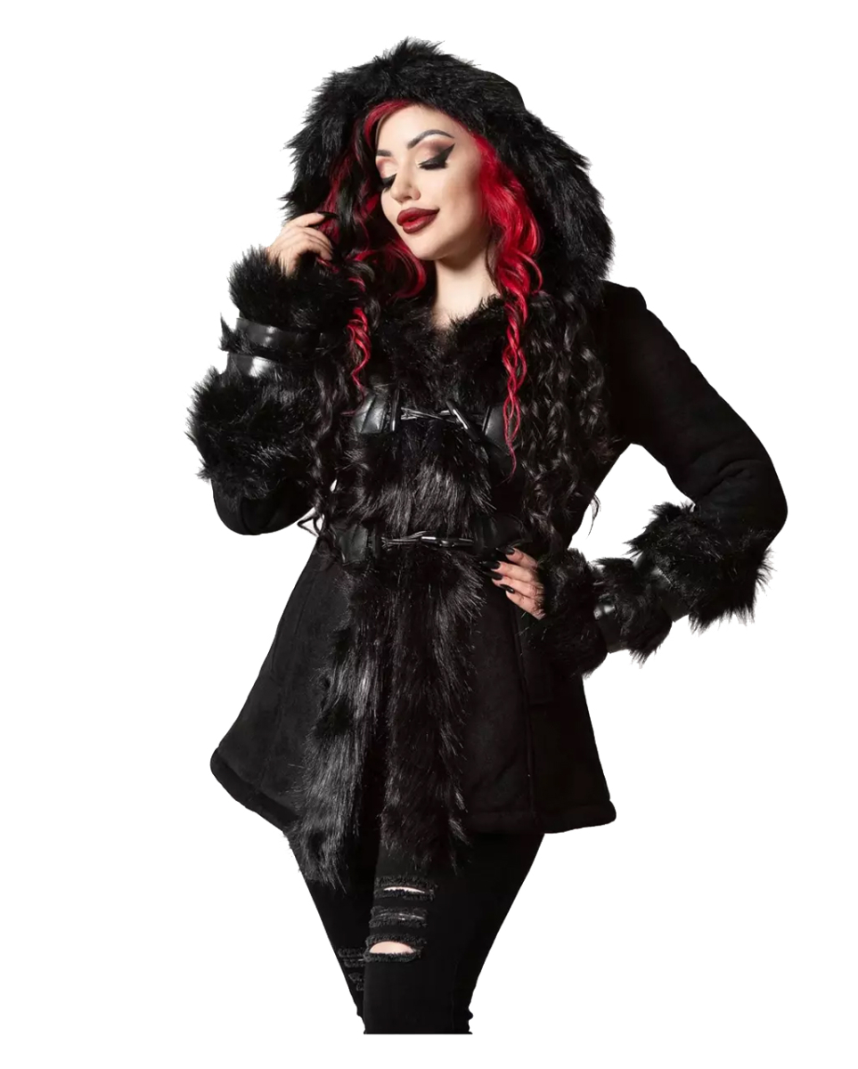 KILLSTAR Flies By Night Kunstfell Mantel XL 1 KILLSTAR Flies By Night Kunstfell Mantel XL