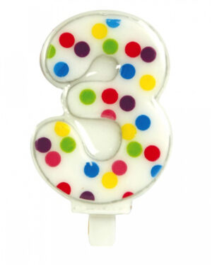 Konfetti Zahlenkerze Nr. 3 (6