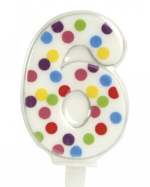 Konfetti Zahlenkerze Nr. 6 (6