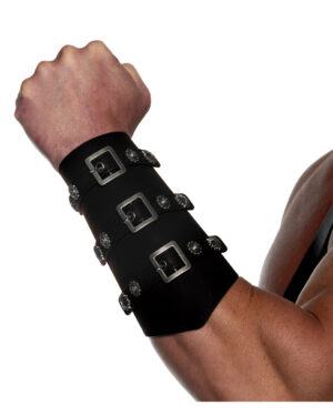 Kunstleder Gladiator Armschienen mit Schnallen Schwarz