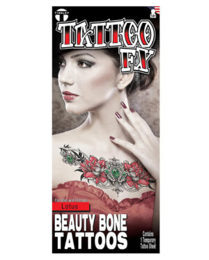 Lotus Flower & Emerald Collar Bone Klebetattoo