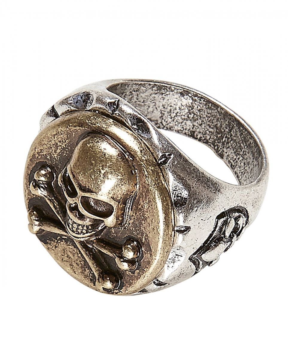 Metall Piratenring mit Totenkopf 1 Metall Piratenring mit Totenkopf