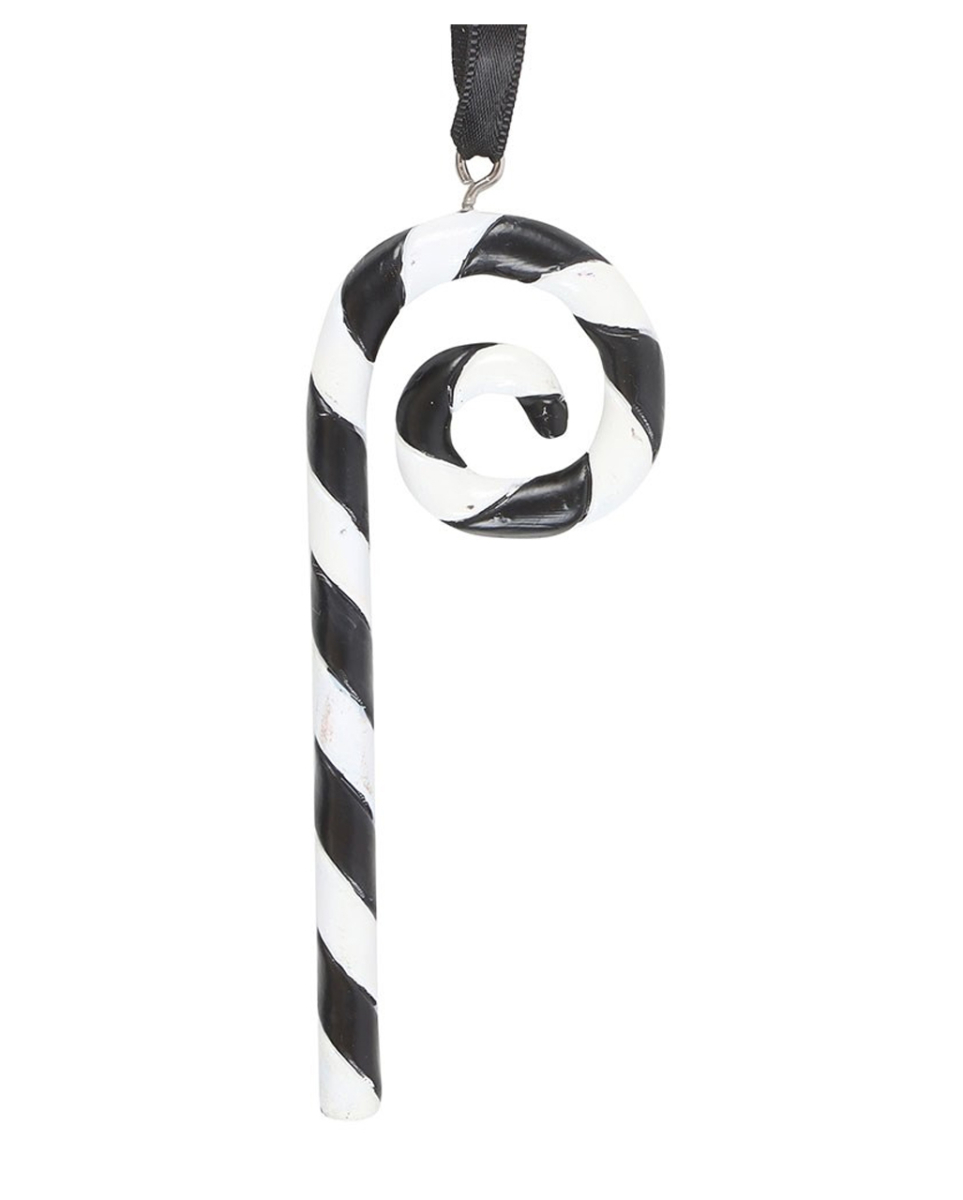 Schwarz-Weißer Candy Cane als Hängedeko 18cm 1 Schwarz-Weißer Candy Cane als Hängedeko 18cm