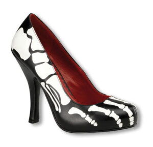 Schwarze Skelett Pumps mit Knochenmotiv 36