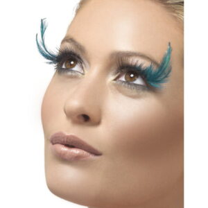 Schwarze Wimpern mit Feder Make-Up Zubehör für Fasching & Karneval