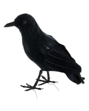 Schwarzer Rabe mit Federn 23 cm