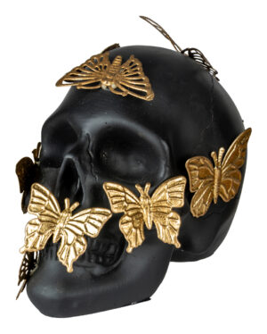 Schwarzer Totenkopf mit goldenen Schmetterlingen 15