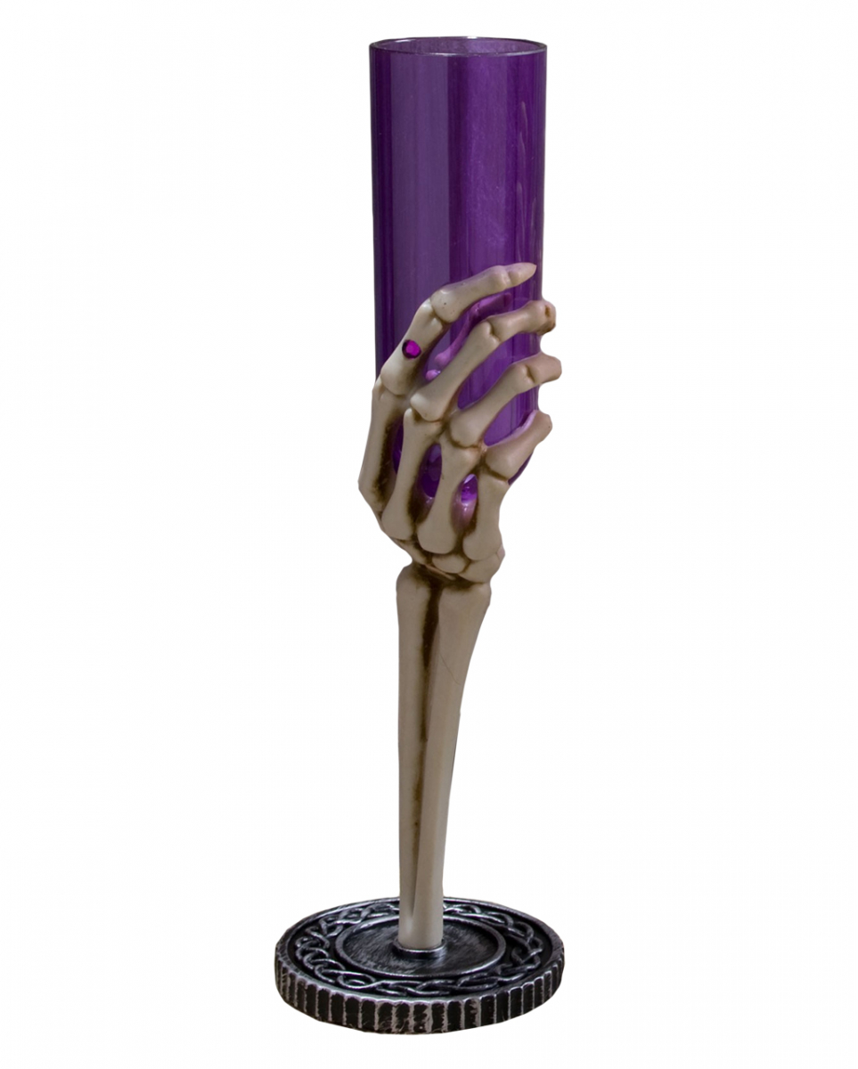 Sektkelch Skeletthand Lila