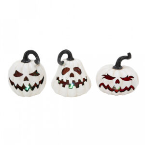 Spooky Halloween Kürbis weiß mit LED 14cm ✰ kaufen