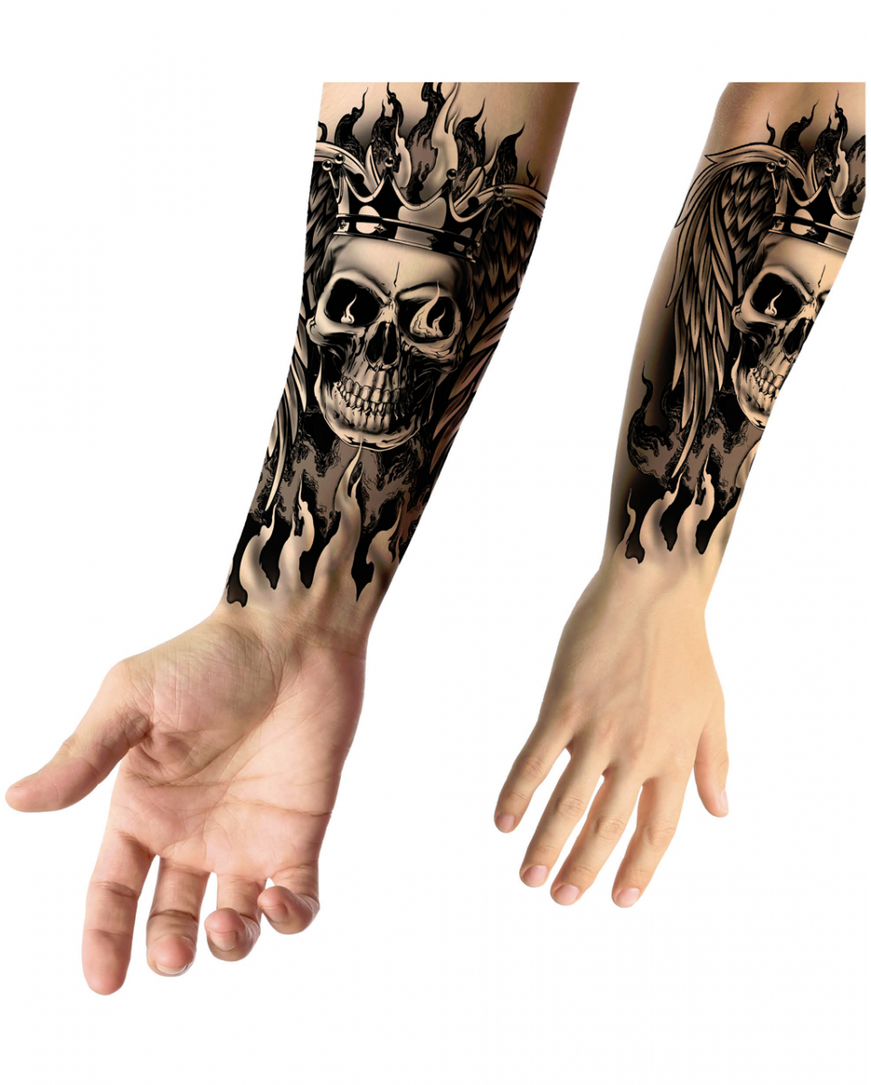 Temporäres Totenkopf Rocker Tattoo zum Aufkleben 1 Temporäres Totenkopf Rocker Tattoo zum Aufkleben