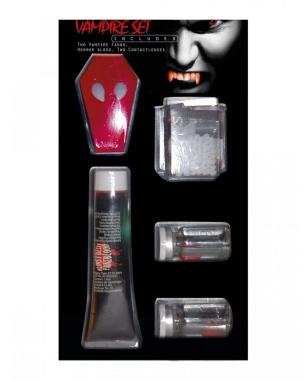 Vampir-Kit mit Zähnen/Blut/Linsen