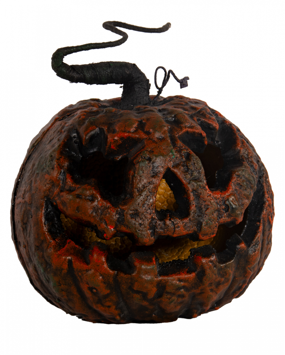 Verrotteter Halloween Kürbis mit Strunk & LED Licht 25cm