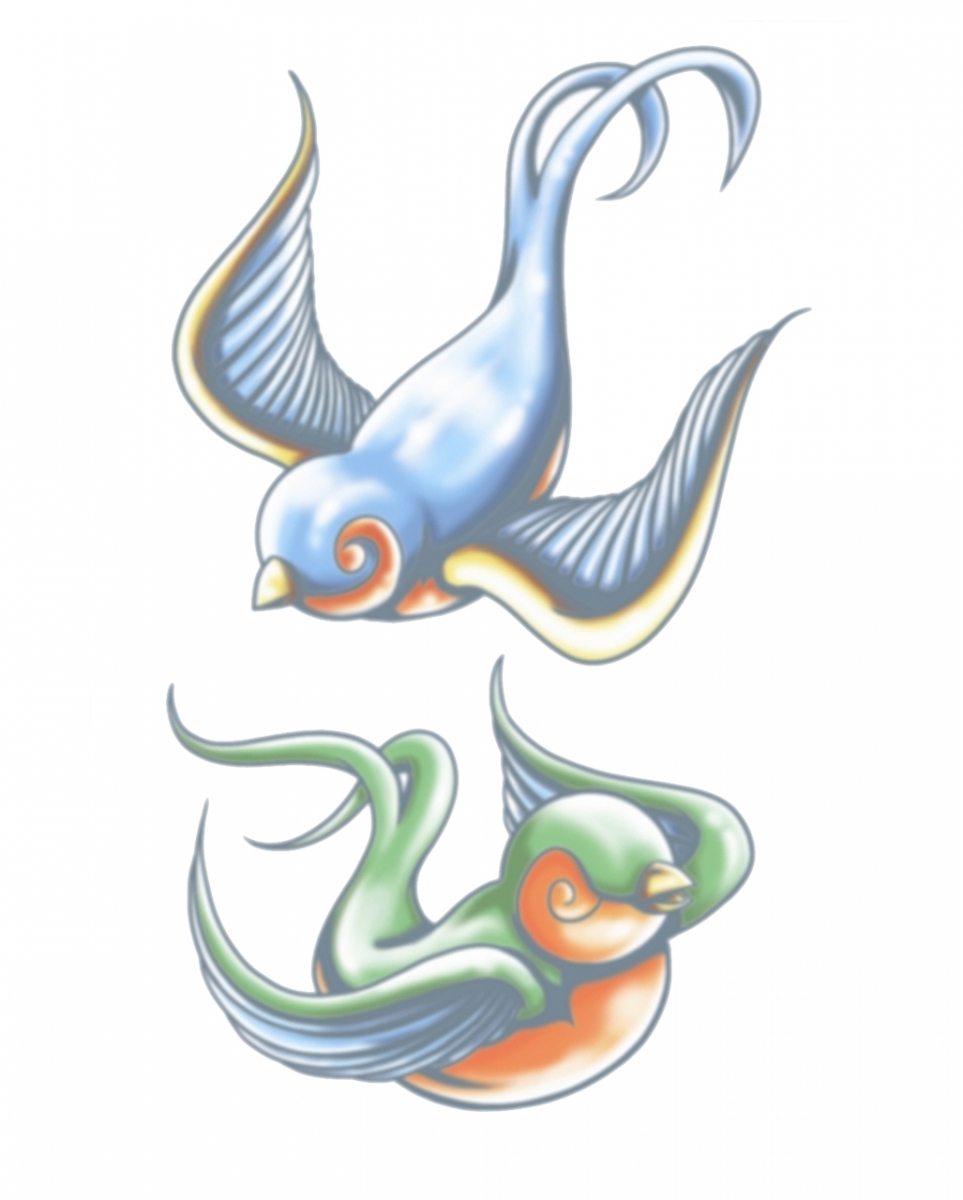 Vintage Klebetattoo mit Schwalben Motiv 1 Vintage Klebetattoo mit Schwalben Motiv