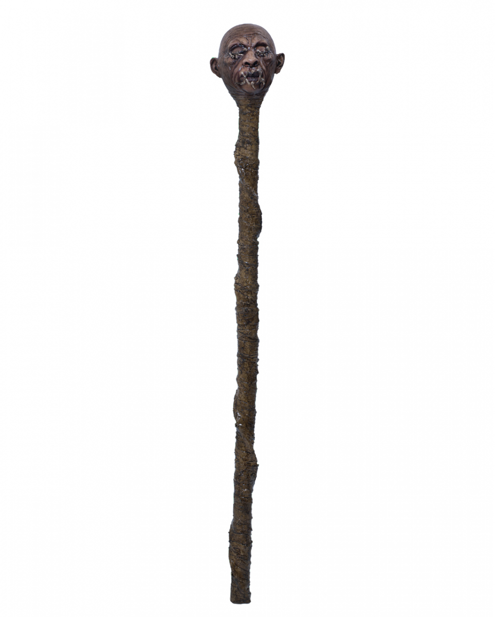 Voodoo Gehstock mit Schrumpfkopf 120cm 1 Voodoo Gehstock mit Schrumpfkopf 120cm