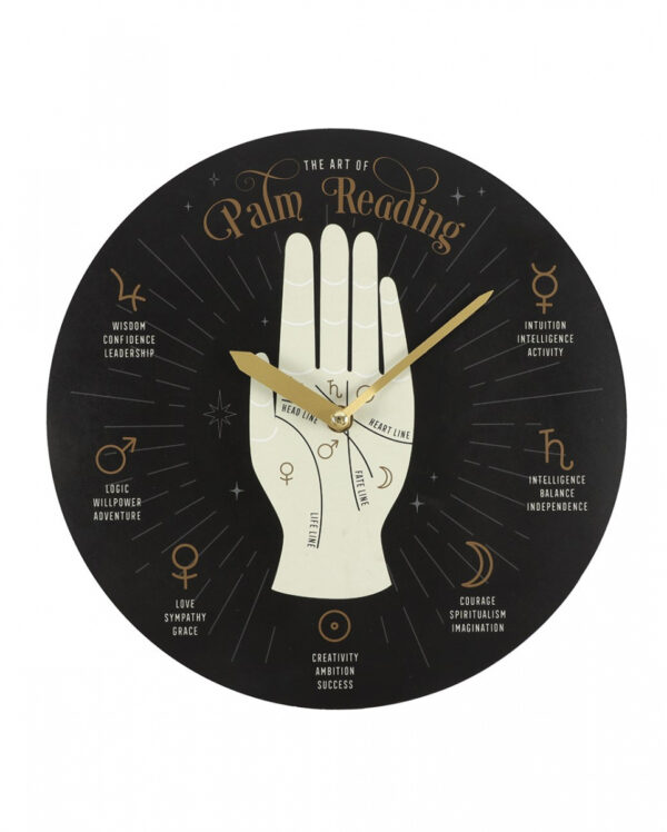 Wanduhr mit Palmistry Wahrsage Hand 28cm ★