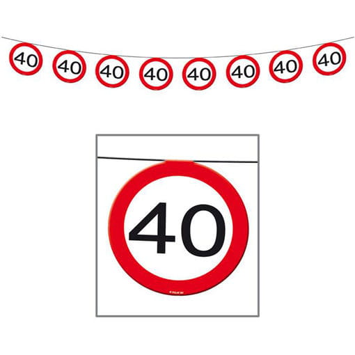 Wimpelkette Verkehrsschild 40
