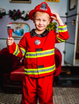 Anzug Feuerwehrmann Kinder 2-tlg. Jungen rot 3-4 Jahre