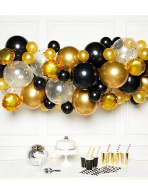 Ballongirlande 4m schwarz/gold