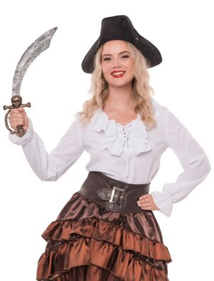 Bluse Piratin Damen weiß S/M