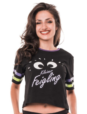 Crop Top Kleiner Feigling Damen schwarz S/M