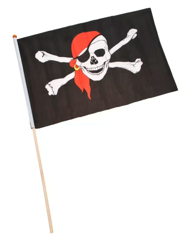 Flagge Pirat am Stab 45x30c cm Farbe: schwarz