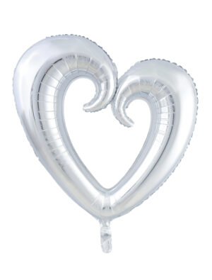 Folienballon Herz geschwungen silber L