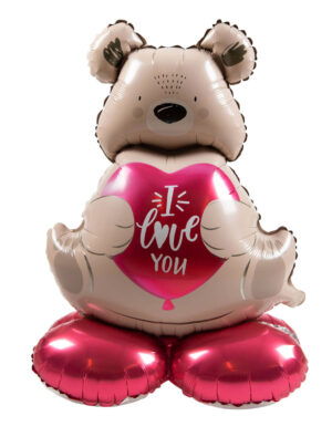 Folienballon I love you Bär stehend 66cm rot/braun