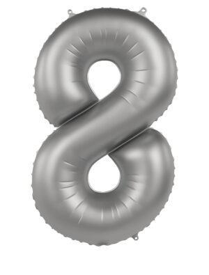 Folienballon Zahl 8 L matt silber