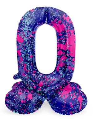 Folienballon stehend Splash Zahl 0 Farbe: lila