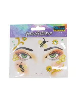 Gesichtssticker Biene und Blume gold/gelb Schminke für Karneval & Fasching