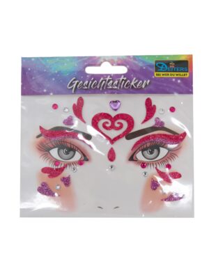 Gesichtssticker Herzen pink Schminke für Karneval & Fasching