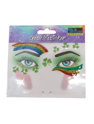Gesichtssticker Kleeblatt bunt Schminke für Karneval & Fasching Farbe: bunt
