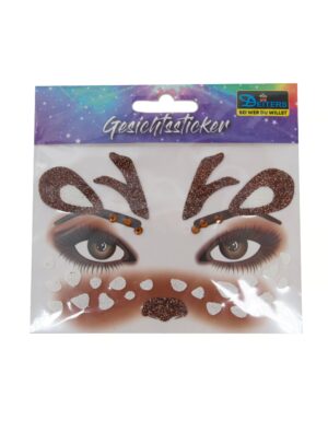Gesichtssticker Reh braun/weiß Schminke für Karneval & Fasching