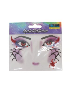 Gesichtssticker Spinnweben Teufel schwarz/rot Schminke für Karneval & Fasching