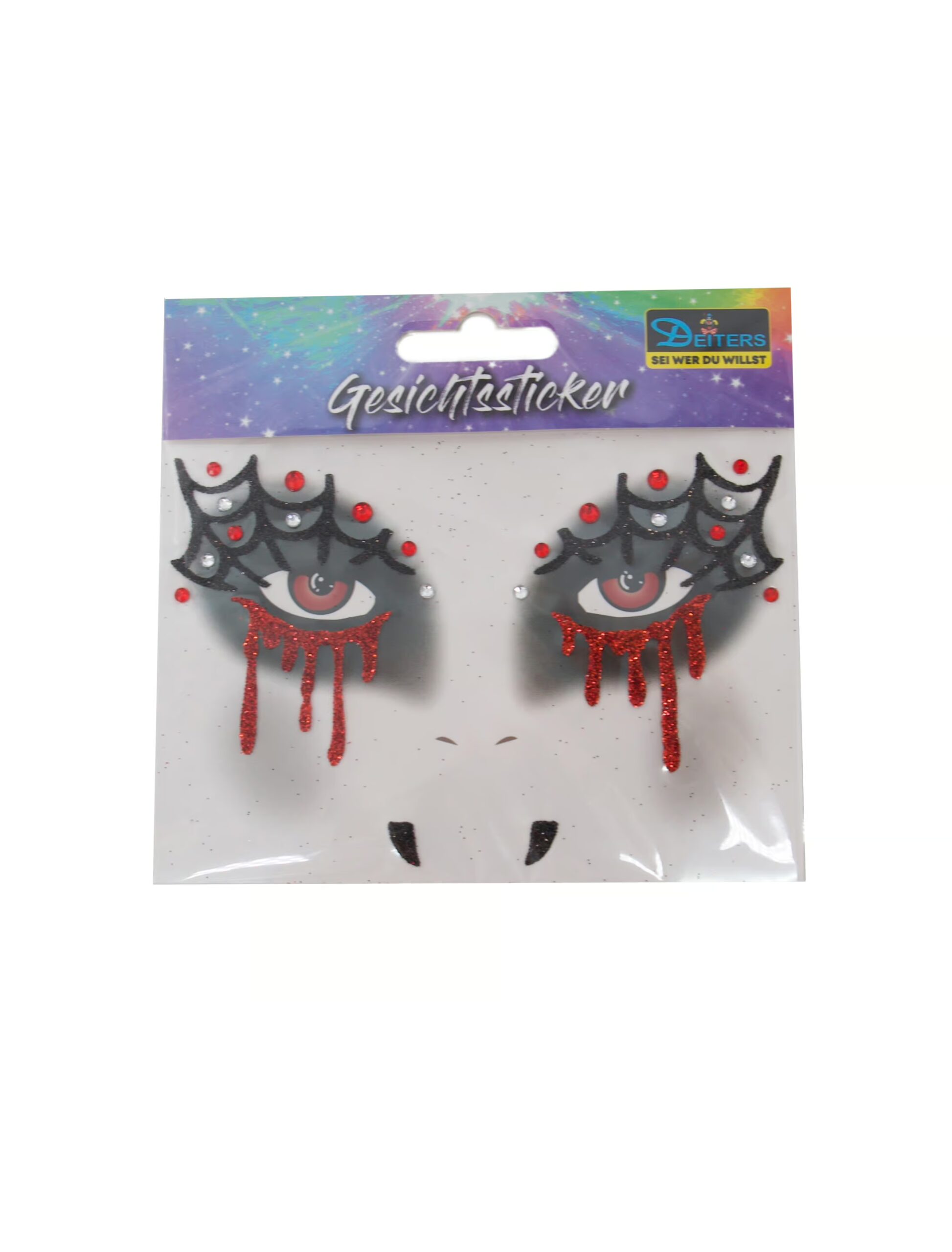 Gesichtssticker Vampir schwarz/rot Schminke für Karneval & Fasching