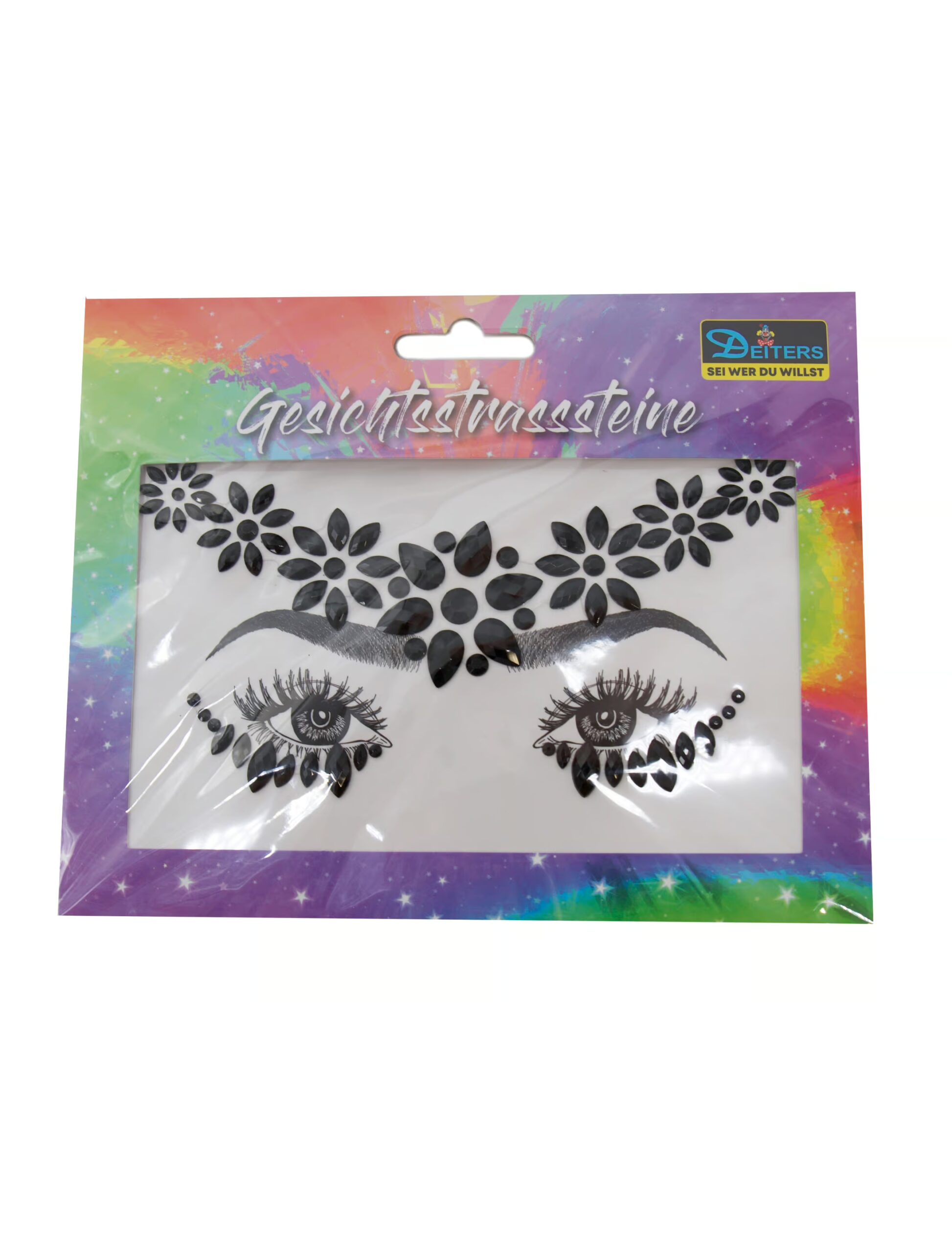Gesichtsstrasssteine Blumen schwarz Schminke für Karneval & Fasching 1 Gesichtsstrasssteine Blumen schwarz Schminke für Karneval & Fasching