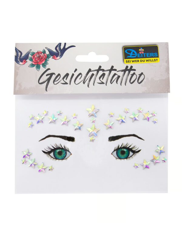 Gesichtsstrasssteine Sterne silber Schminke für Karneval & Fasching