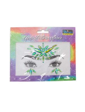 Gesichtsstrasssteine gold/grün Schminke für Karneval & Fasching