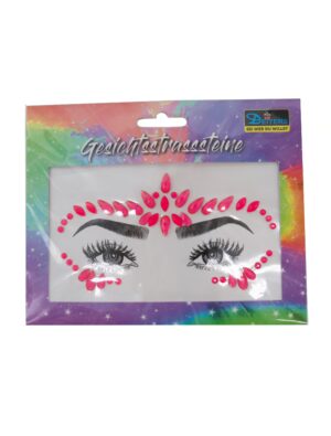 Gesichtsstrasssteine neonpink Schminke für Karneval & Fasching
