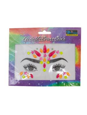 Gesichtsstrasssteine pink/orange Schminke für Karneval & Fasching