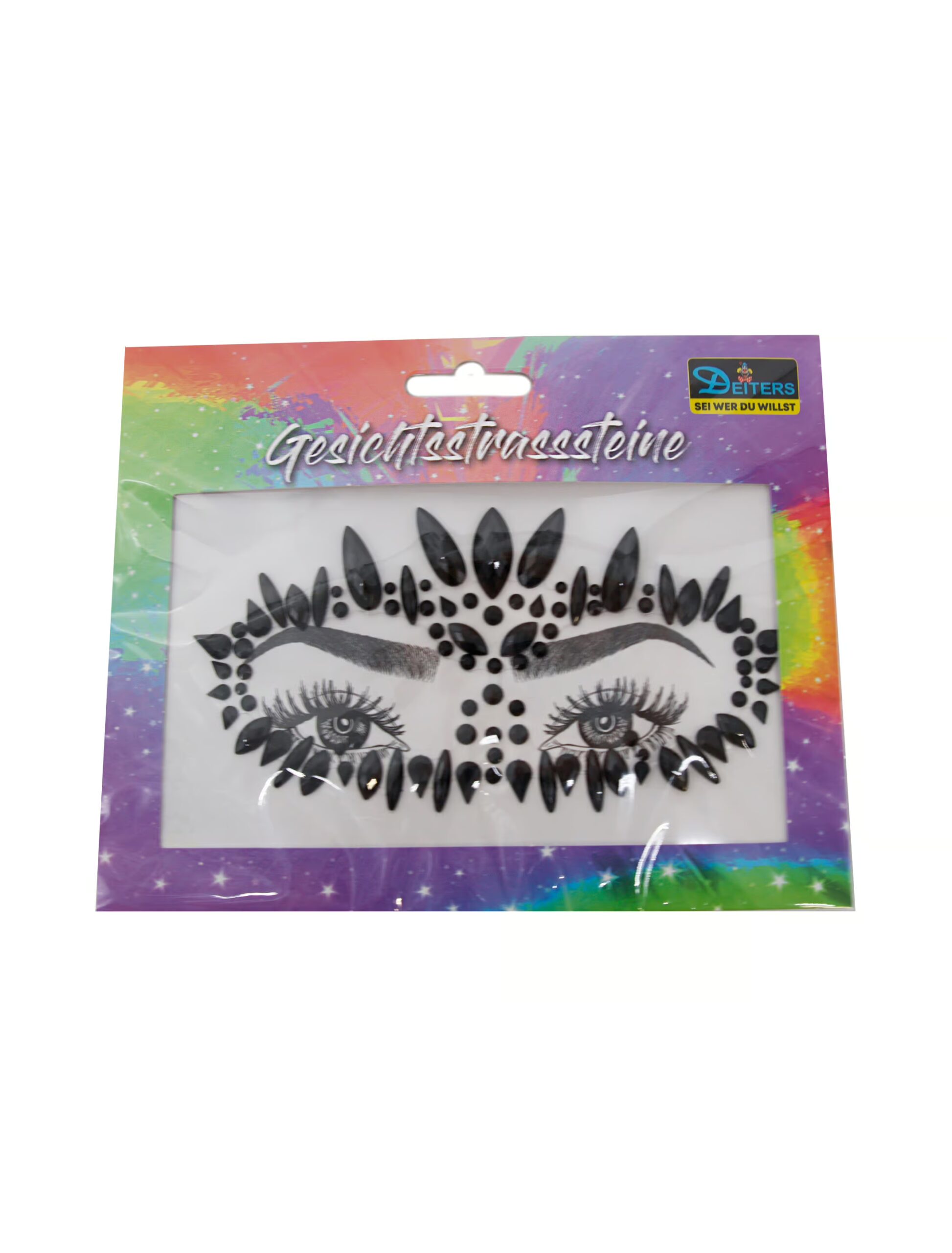 Gesichtsstrasssteine schwarz Schminke für Karneval & Fasching 1 Gesichtsstrasssteine schwarz Schminke für Karneval & Fasching