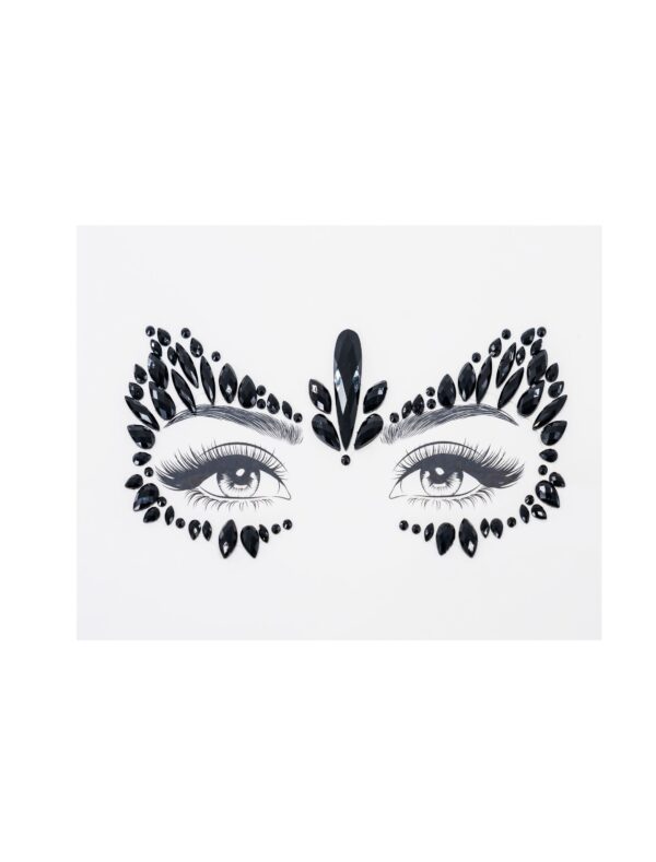 Gesichtsstrasssteine schwarz Schminke für Karneval & Fasching