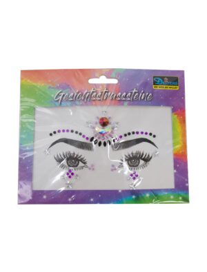 Gesichtsstrasssteine schwarz/lila Schminke für Karneval & Fasching